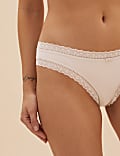 5pk Microfibre & Lace Trim Thongs