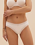 5pk Microfibre & Lace Trim Thongs