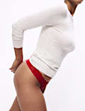 5pk Cotton & Lace Printed Thongs