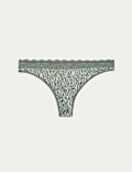 Printed Lace Trim Thong
