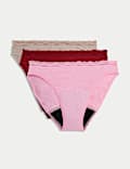 3pk Heavy Absorbency Period High Leg Knickers