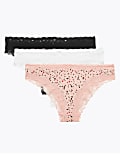 Lot de 3 tangas en coton et dentelle