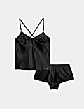 Oslo Satin & Flock Cami Set