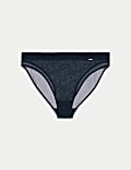 Gemusterter Slip mit hoch ausgeschnittenem Bein und Spitze mit Tivolimuster