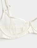 Black Label Satin & Mesh Wired Demi Cup Bra A-DD