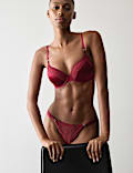 Soutien-gorge &agrave; armatures en soie & dentelle, demi-bonnets A &agrave; E