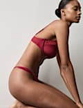 Soutien-gorge &agrave; armatures en soie & dentelle, demi-bonnets A &agrave; E