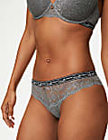 Ribbed & Lace Brazilian Knickers
