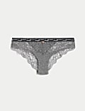 Ribbed & Lace Brazilian Knickers