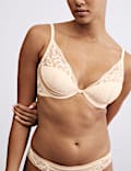 Soutien-gorge plongeant en dentelle et soie à armatures, bonnets A à E