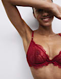 Soutien-gorge plongeant en dentelle à armatures et motif Forget Me Not