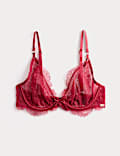 Soutien-gorge plongeant en dentelle à armatures et motif Forget Me Not