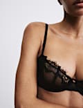 Liana Satin & Lace Wired Quarter Cup Balcony Bra (A-E)