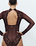 Sabine Mesh & Lace Long Sleeved Body