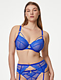 Clara Satin Fishnet Wired Plunge Bra (F-H)