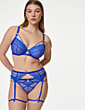 Clara Satin Fishnet Wired Plunge Bra (F-H)