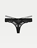 Clara Satin Fishnet Thong