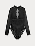 Mesh & Lace Long Sleeve Body
