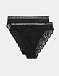 2pk Cleo Lace High Waisted High Leg Knickers