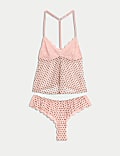Alma Lace & Flock Print Cami Set