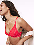 Alma Flock & Lace Wired Plunge Bra (A-E)