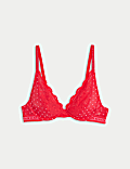 Alma Flock & Lace Wired Plunge Bra (A-E)