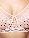Soutien-gorge minimiseur Alma à armatures en dentelle et tissu floqué, bonnets C&nbsp;à&nbsp;G