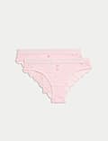 2pk Lotta Ribbed Brazilian Knickers with Cotton