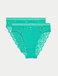 2pk Lotta High Waisted High Leg Knickers with Cotton