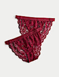 Set van 2 bikinislips in tangastijl met Cleo-kant
