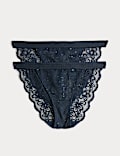 2pk Cleo Sequin Lace Tanga Bikini Knickers