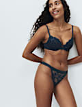 2pk Cleo Sequin Lace Tanga Bikini Knickers