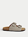 Slippersandalen aus Wildleder mit Korkfußbett