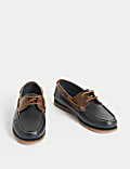 Wide Fit Leather Boat Shoes
