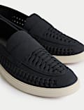 Suedette Woven Slip-On Loafers