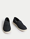 Suedette Woven Slip-On Loafers