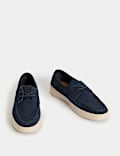 Suede White Sole Lace Up Loafers