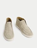 Suède laarzen in loaferstijl met witte zool