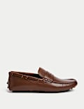 Leather Saddle Strap Driver Loafers