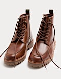 Leather Side Zip Casual Boots