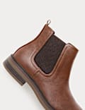 Faux Leather Pull-On Chelsea Boots