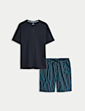 Ensemble pyjama 100 % coton gaufré à rayures