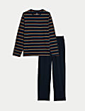 Pijama 100% algodón de rayas con diseño de arcoíris