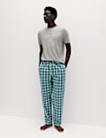 Pure Cotton Henley Checked Pyjama Set
