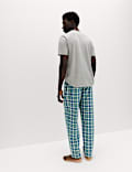 Pure Cotton Henley Checked Pyjama Set