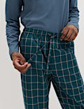Pure Cotton Henley Checked Pyjama Set