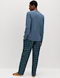Pure Cotton Henley Checked Pyjama Set
