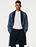 Cotton Rich Geometric Print Dressing Gown