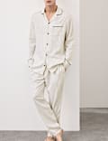 Linen Rich Striped Pyjama Bottoms