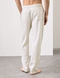 Linen Rich Striped Pyjama Bottoms
